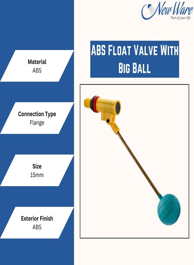 New Ware ABS Ball Cock Set PTMT with Big Ball | Water Float Ballcock Valve for Flush Tank | Toilet Accessory 15 mm (Green) - Image 4